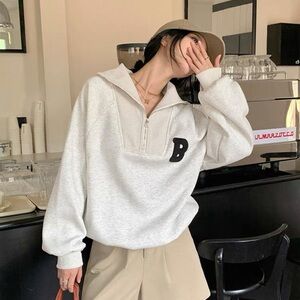 Women's off-white Pullover with Black Letter Detail